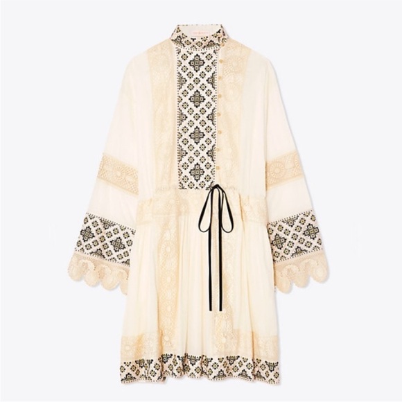 Tory Burch Carlotta Lace Trimmed Embroidered
Cotton Voile Mini Dress Prairie 8 - Picture 14 of 16